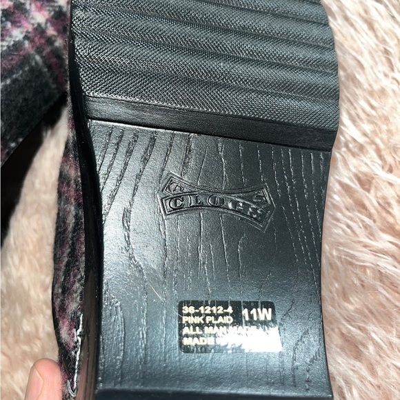 CLOCS PINK PLAID SLIP ON CLOGS SIZE 11 W MADE IN ITALY - Picture 8 of 10